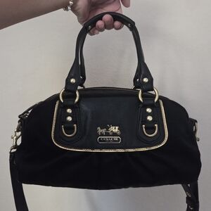 Coach Black Handbag with Gold Accents And Crossbody